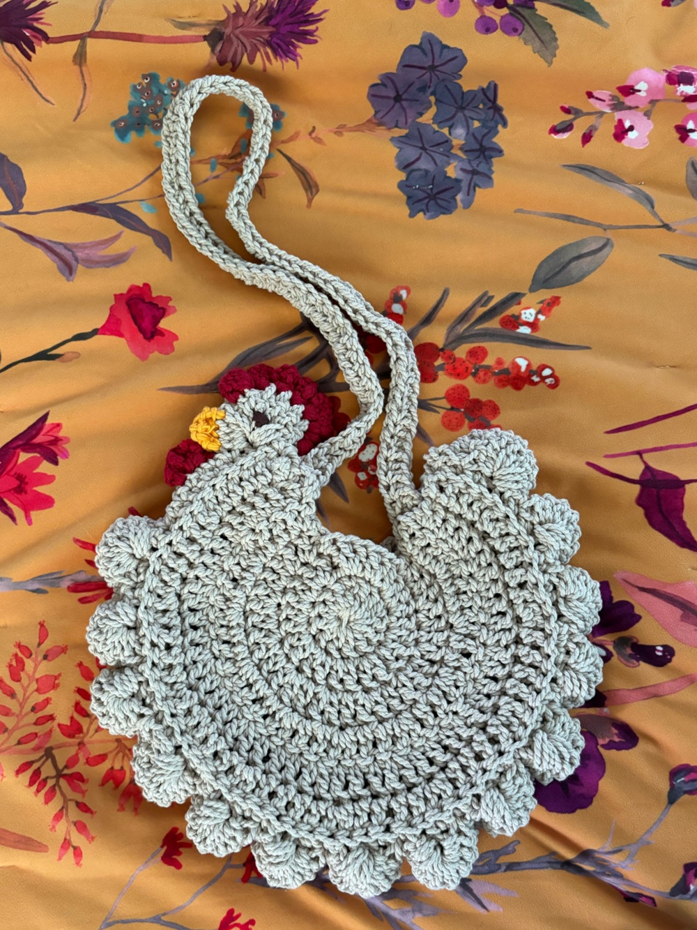 Handmade Crocheted Chicken Bag